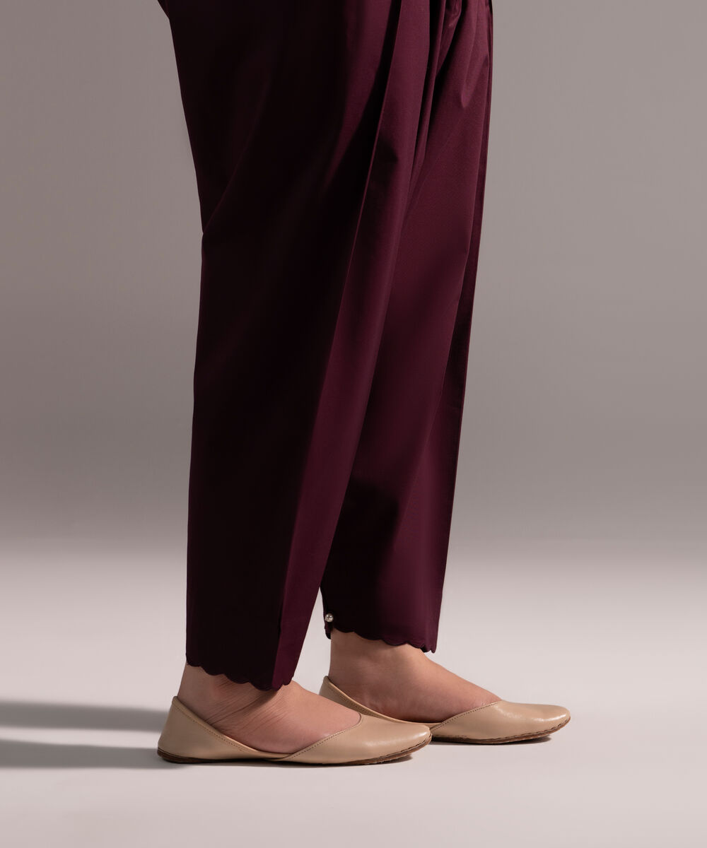 Women's RTW Cambric Solid Deep Brown Skinny Shalwar