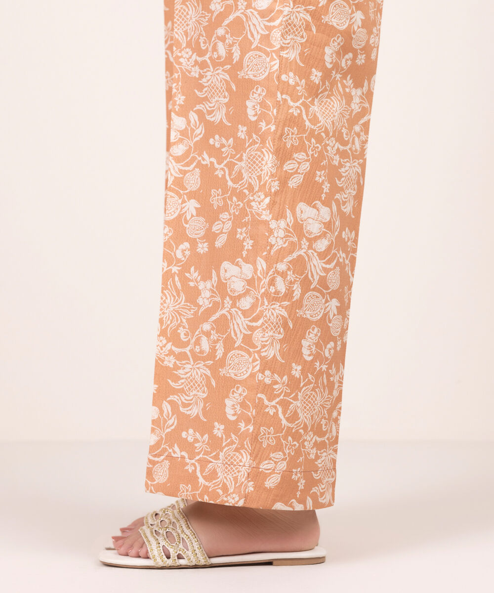 Women's RTW Seersucker Printed Orange Culottes