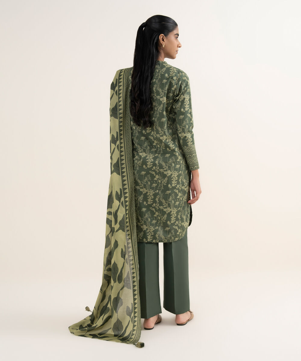 Women's Unstitched Lawn Printed Green 2 Piece Suit