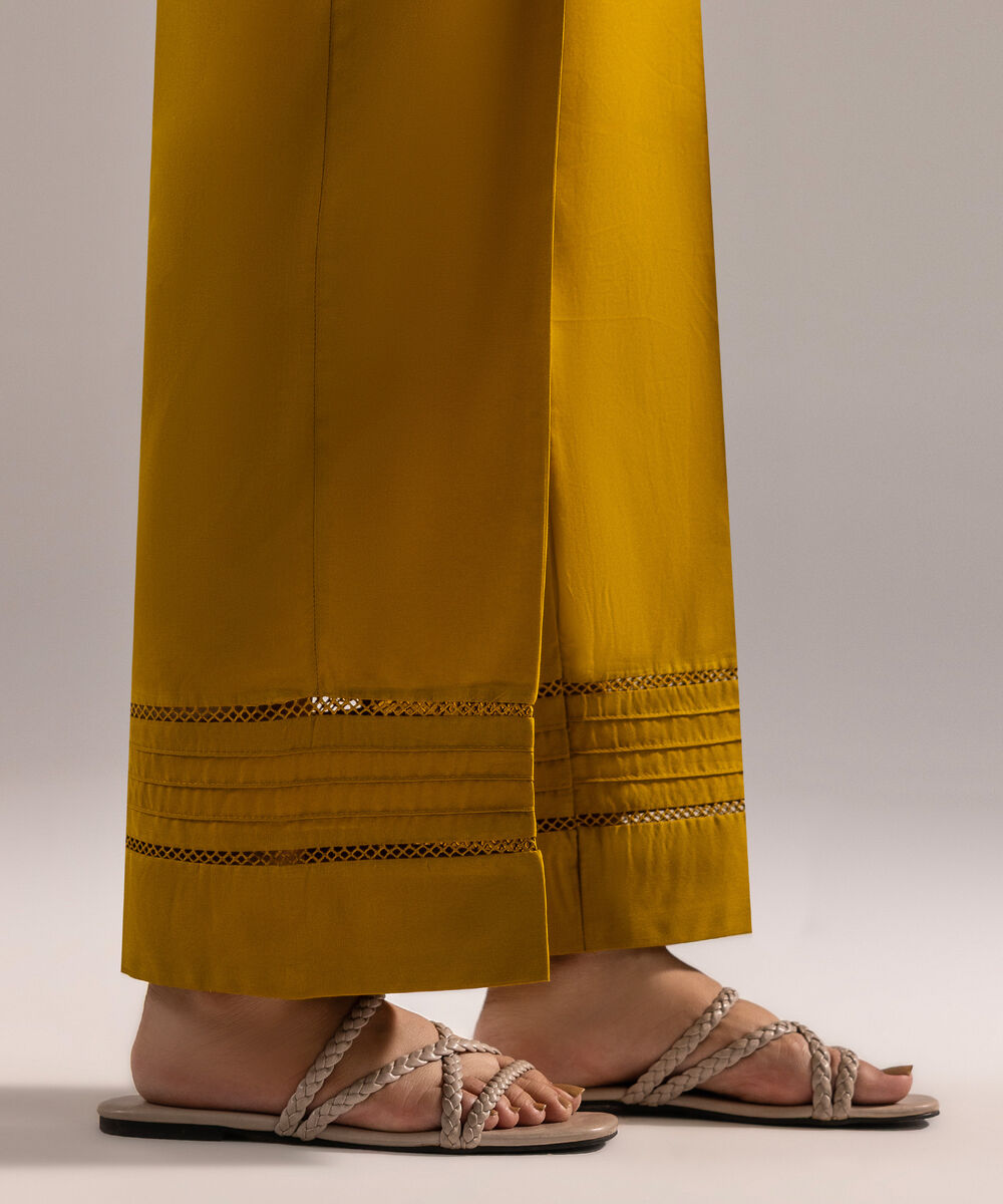 Women's RTW Cambric Solid Mustard Yellow Culottes