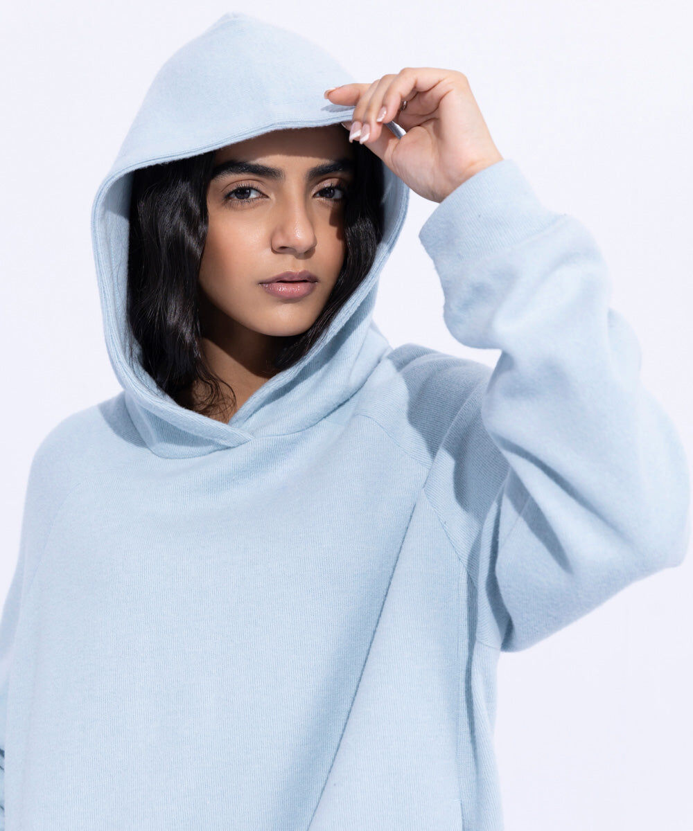 Woman - Blue Ribbed Hoodie