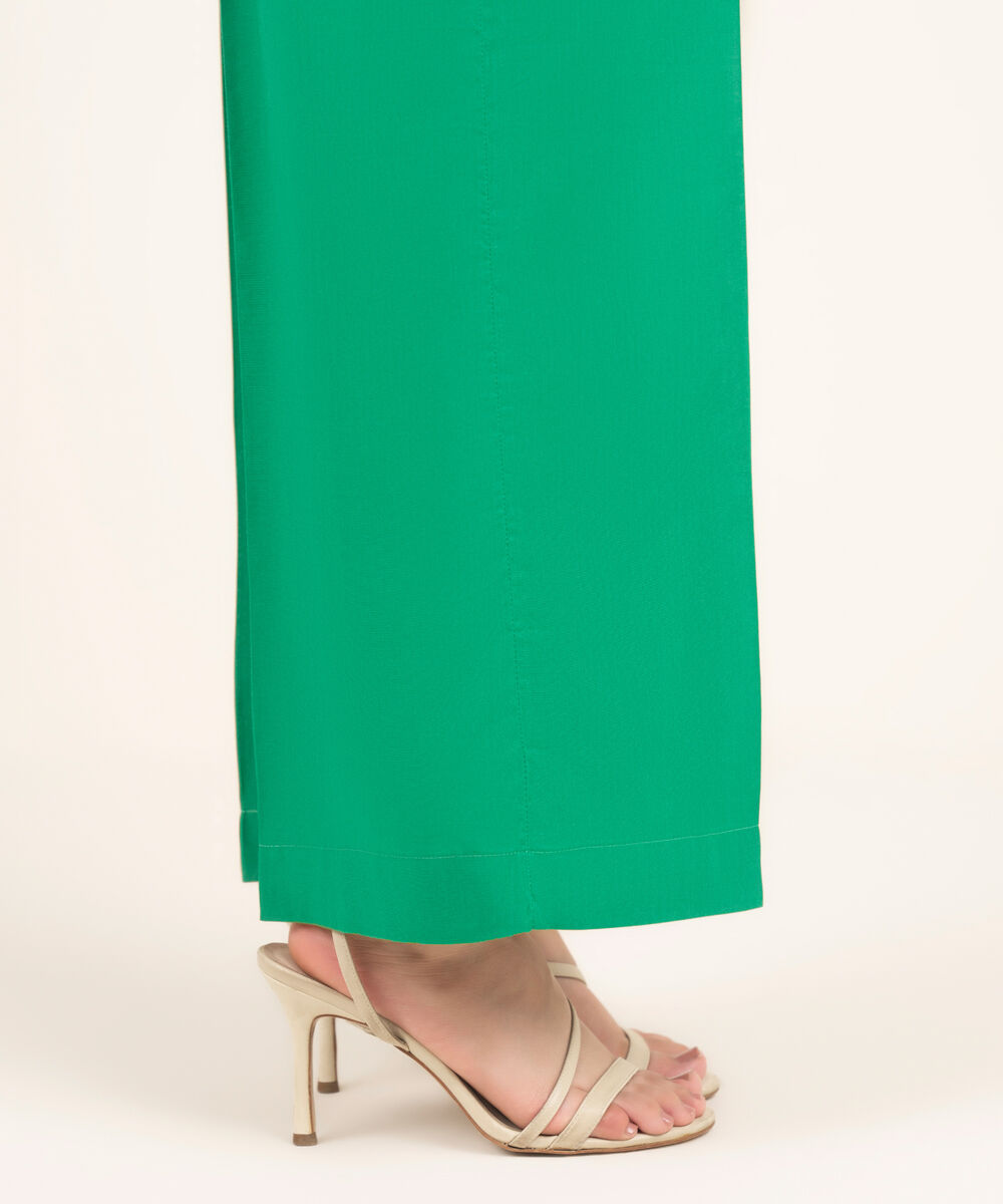 Women's RTW Linen Solid Green Culottes