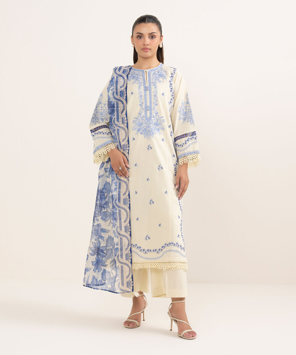 Women's RTW Cambric Off White Dyed Aline Shirt