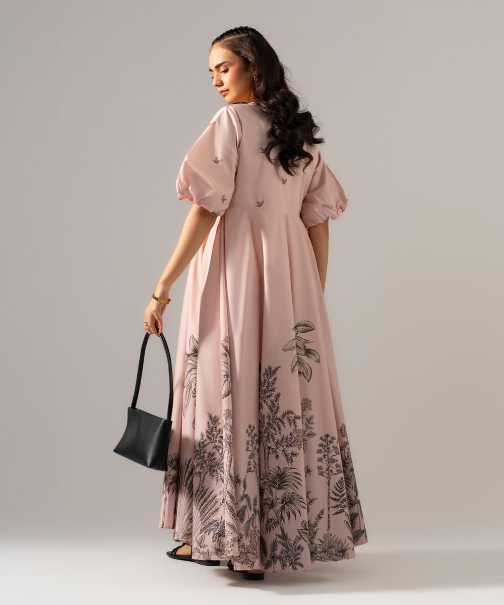 Women's RTW Poplin Printed Pink Dress
