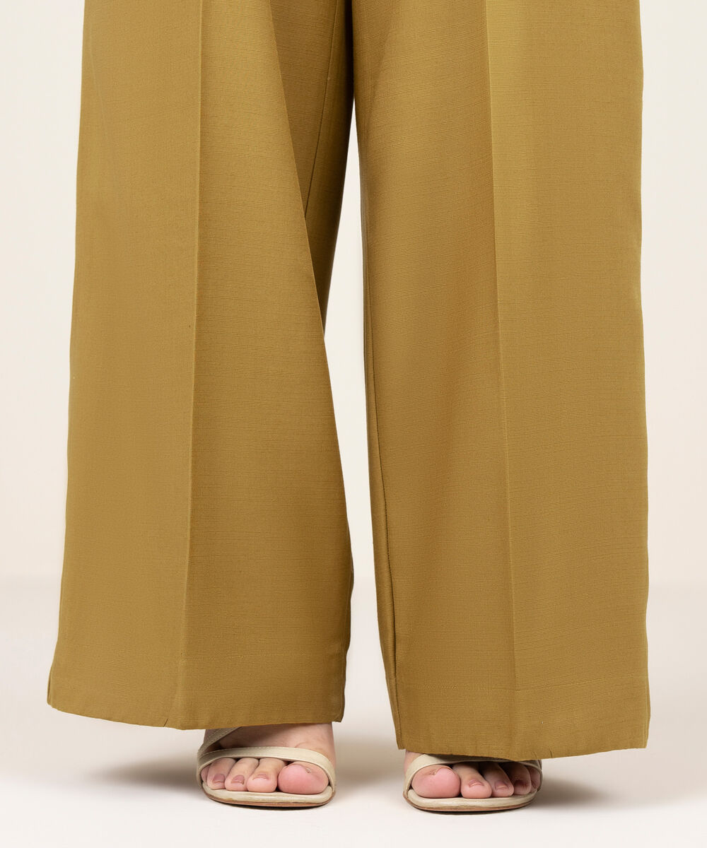 Women's RTW Herringbone Solid Brown Culottes