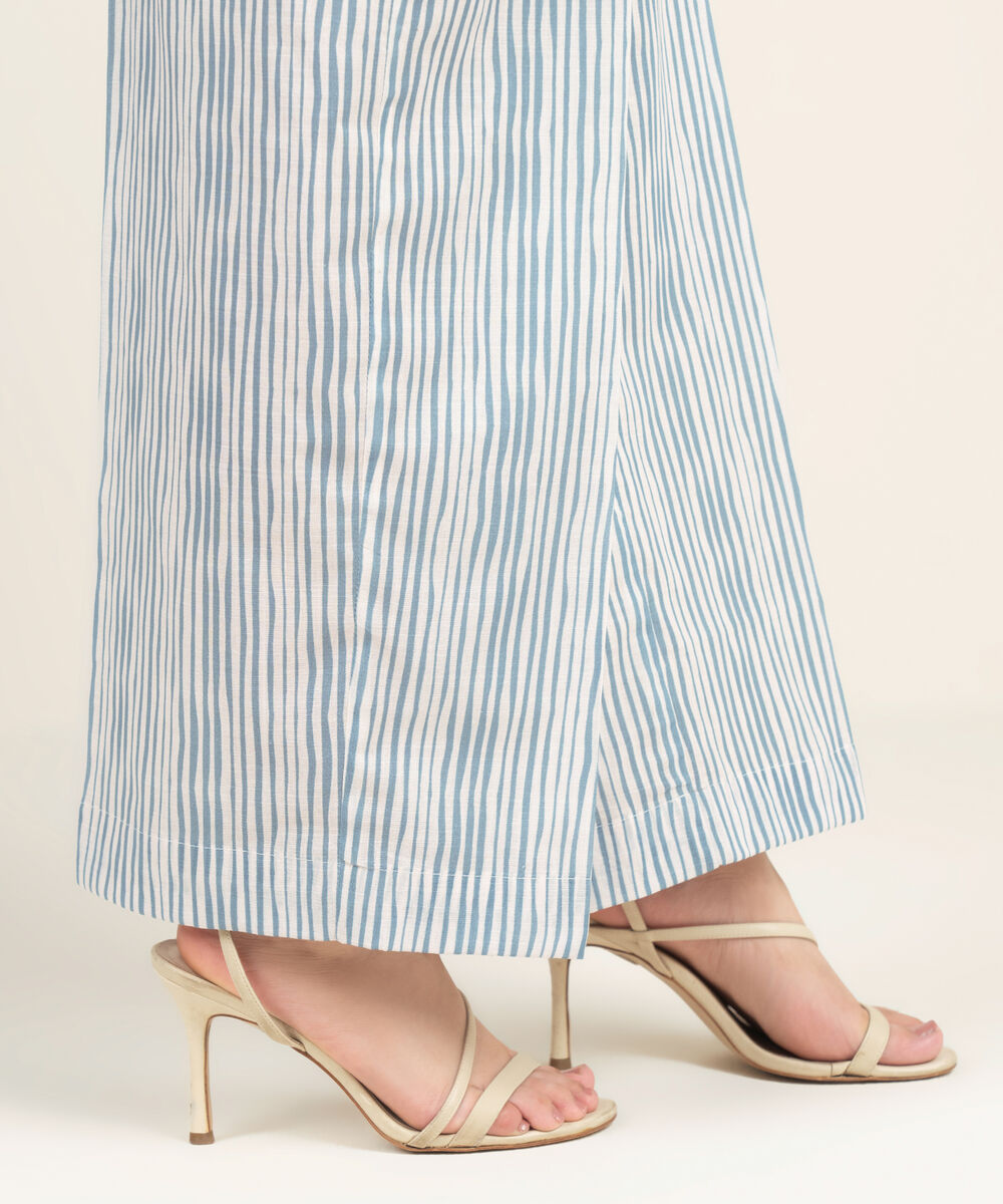 Women's RTW Crosshatch Printed White Culottes