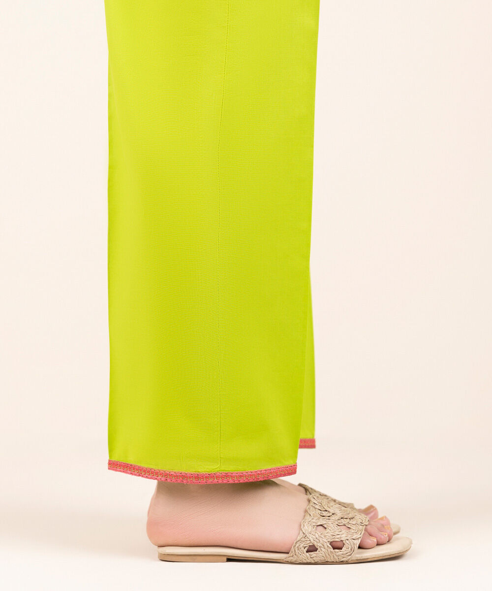 Women's Pret Cambric Green Embroidered Straight Pants