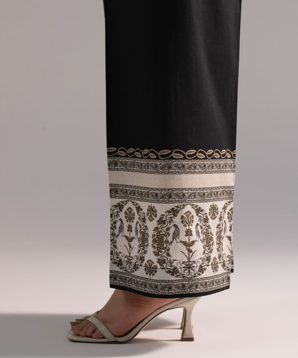 Women's RTW Cambric Printed Black Culottes