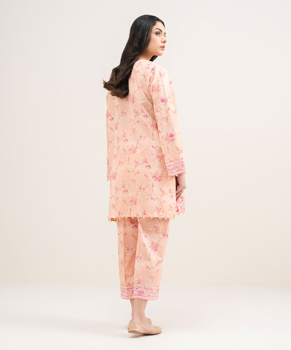 Women's RTW Zari Cotton Embroidered Pink Straight Shirt