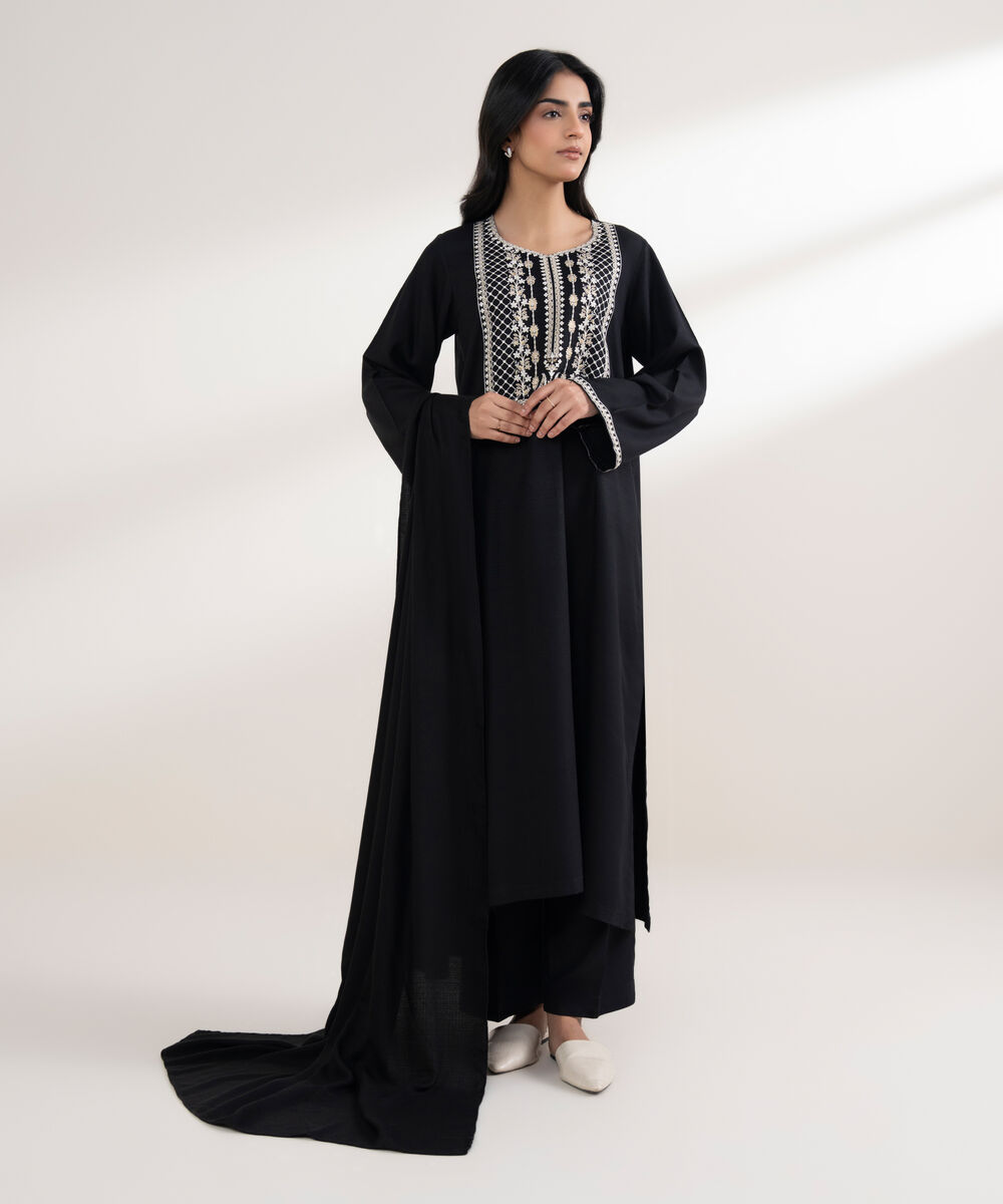 Dobby Solid Black Dupatta