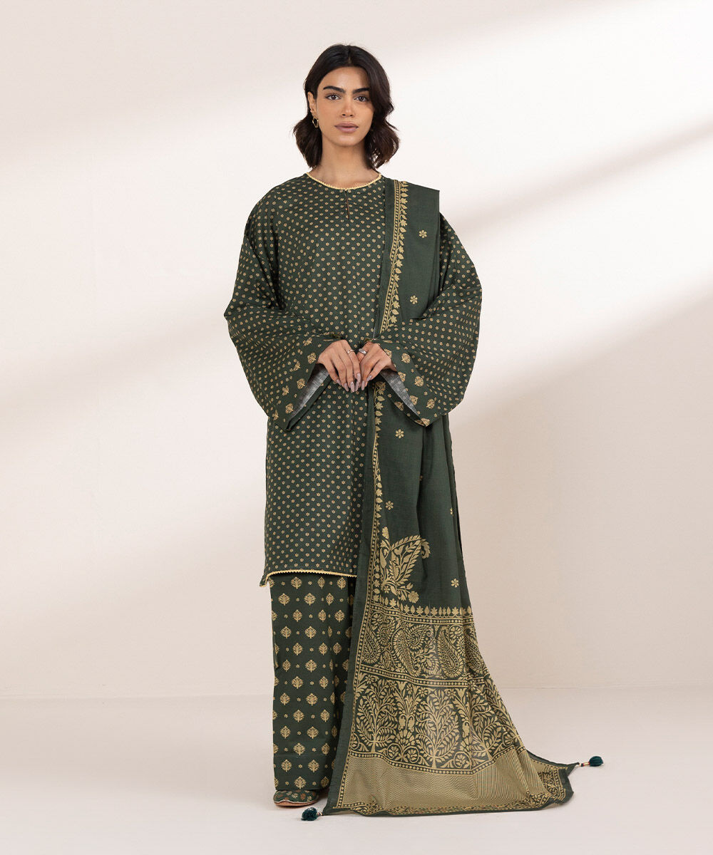 Women's RTW Cross Hatch Green Printed Boxy Shirt