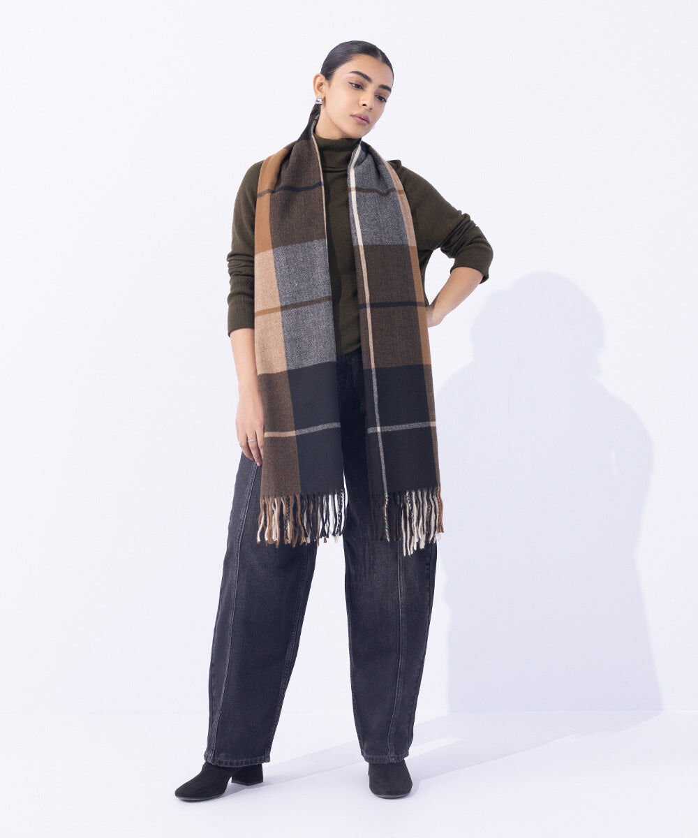 Woman - Brown Soft Woven Scarf