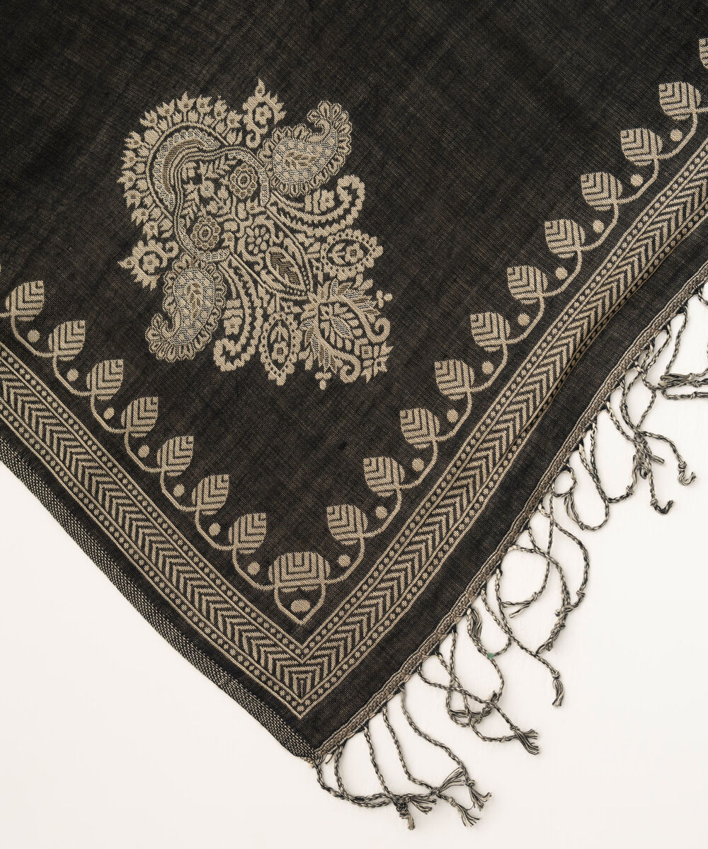 Jacquard Solid Black Shawl