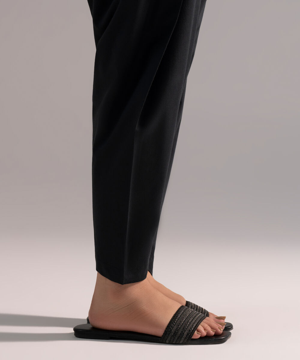 Women's RTW Cambric Solid Black Skinny Shalwar