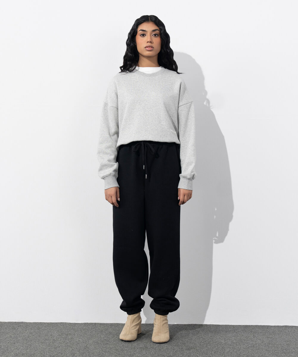 Women's Western Wear Black Fleece Jogging Trousers