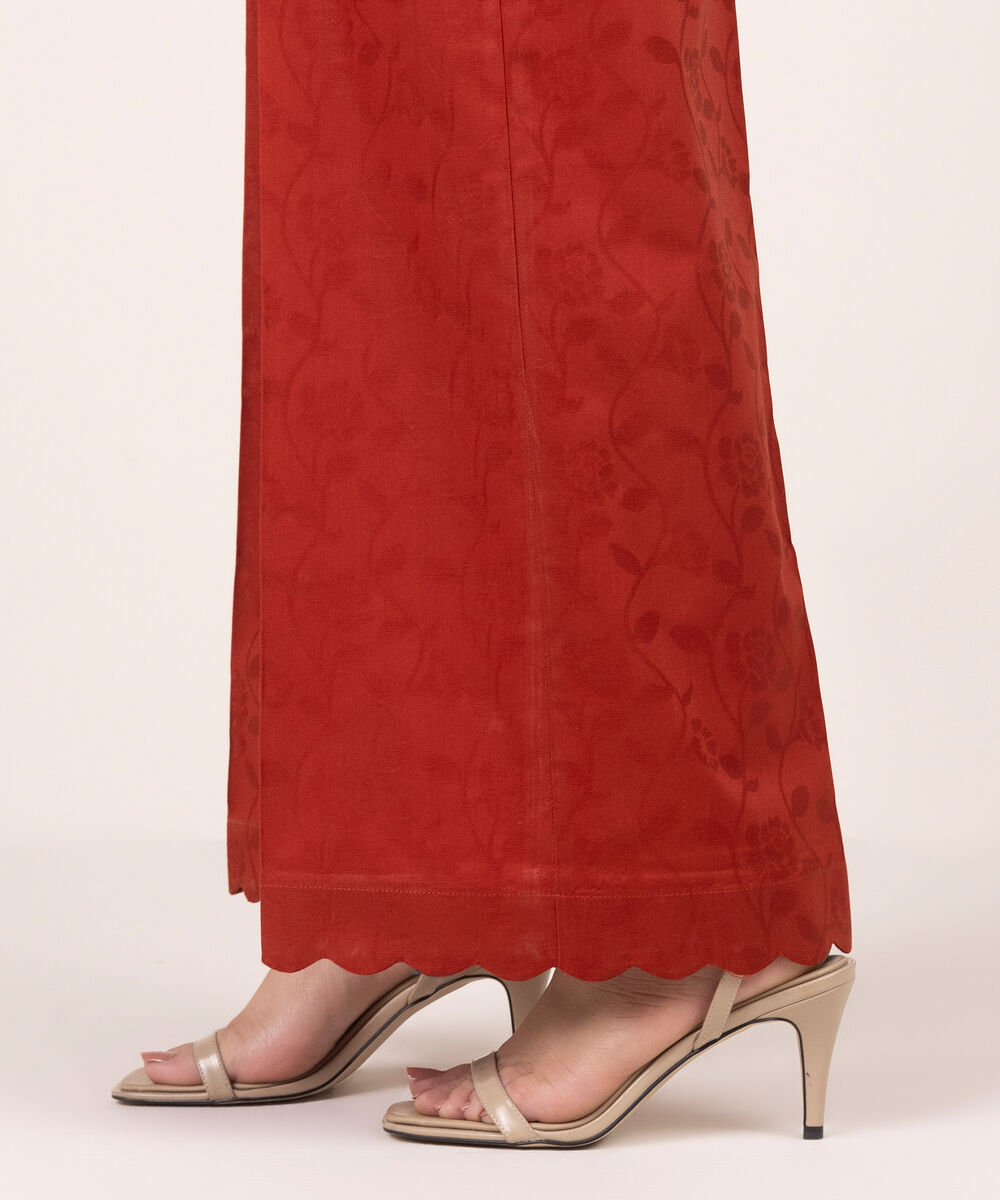 Women's RTW Self Jacquard Solid Orange Culottes