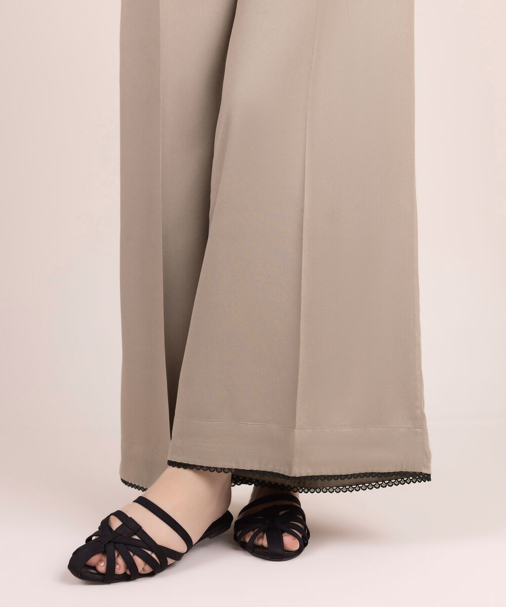Women's RTW Viscose Marina Solid Grey Flared Pants