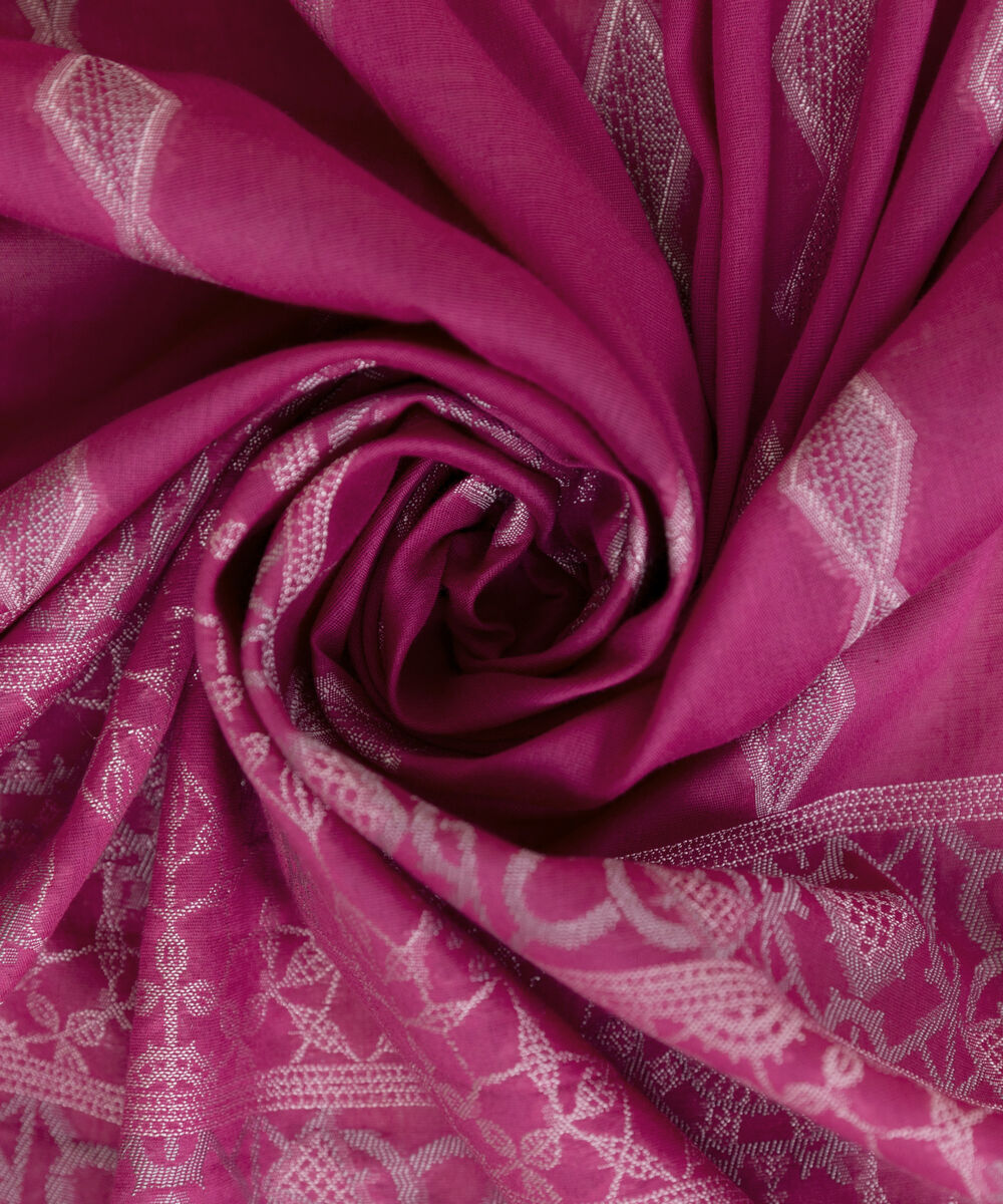 Extra Weft Jacquard Pink Solid Dupatta