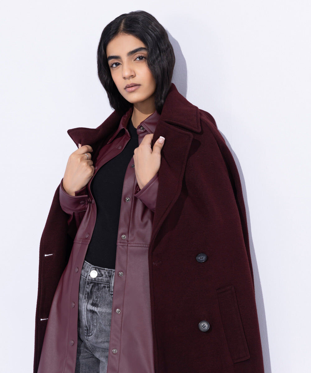 Woman - Red Oversized Raglan Coat