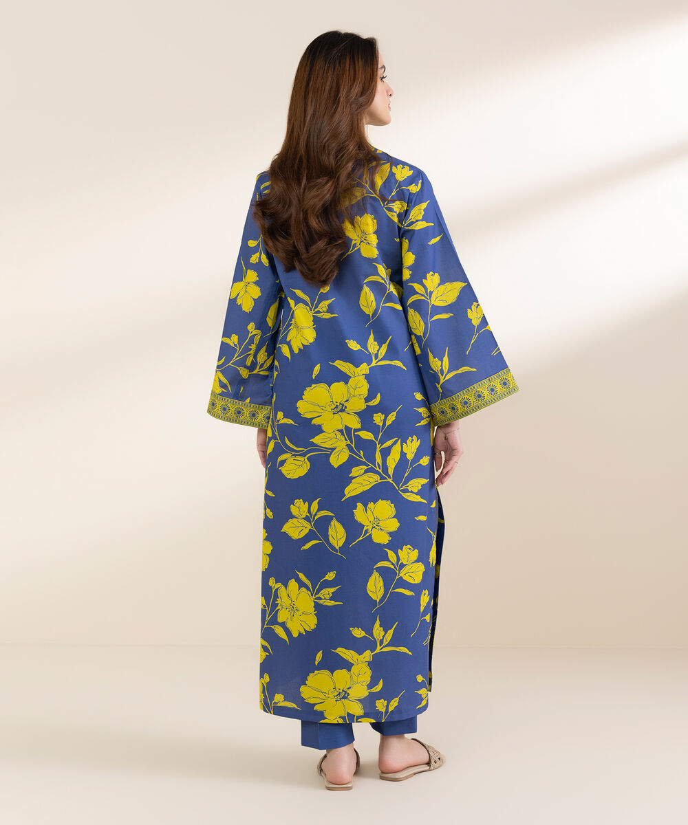 Women's Unstitched Lawn Printed Blue 2 Piece Suit