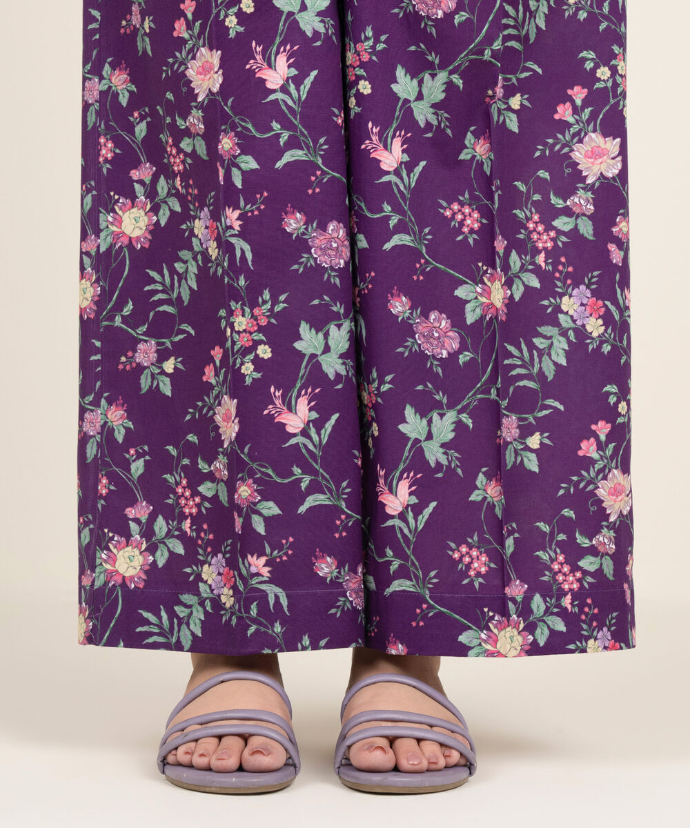 Women's RTW Cambric Printed Purple Culottes