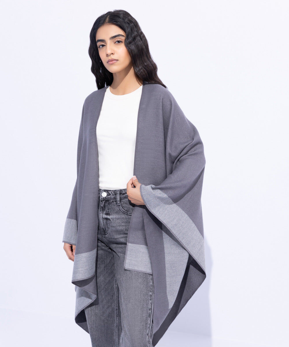 Woman - Grey Cape Shawl