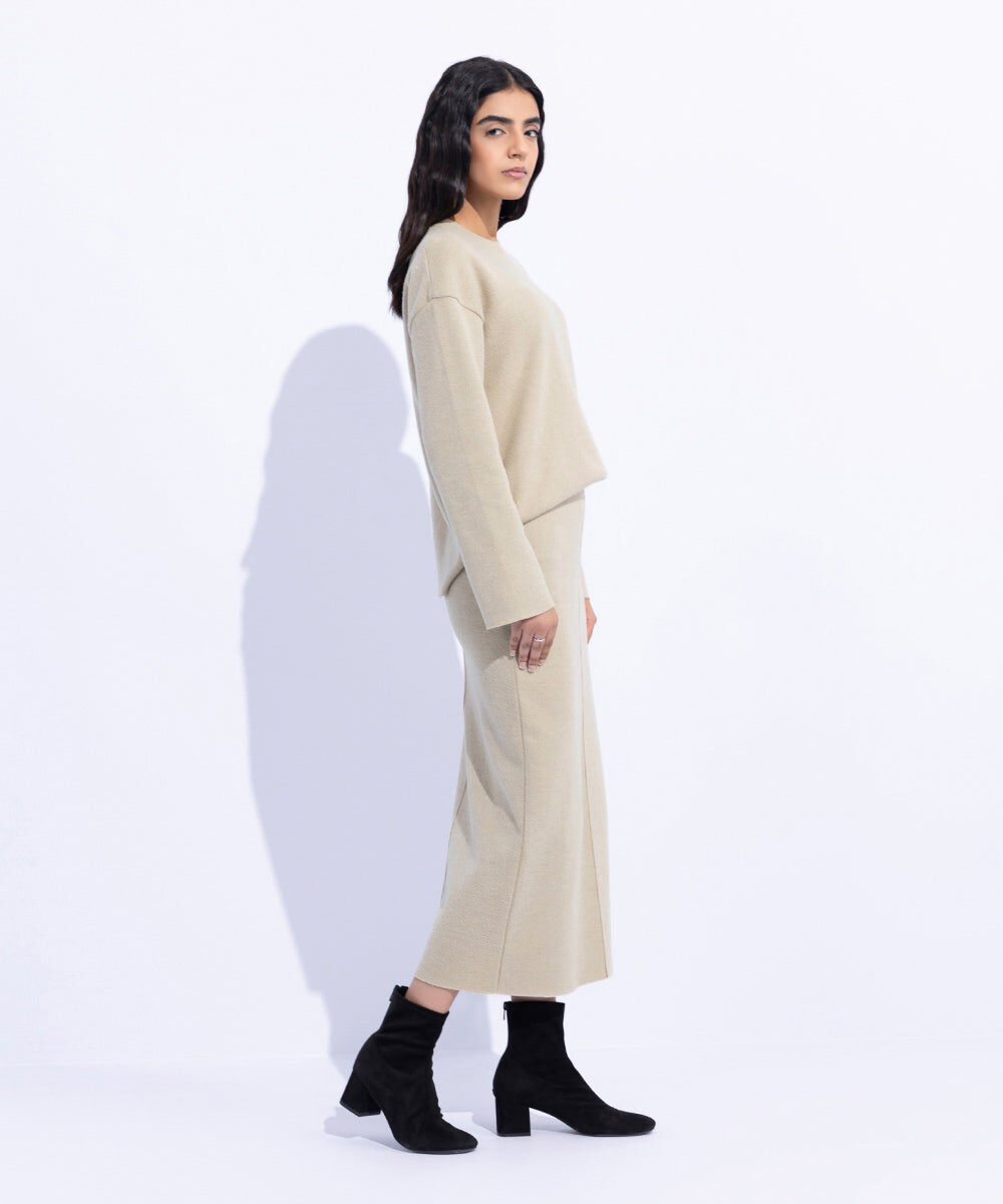 Woman - Off White Ribbed Skirt