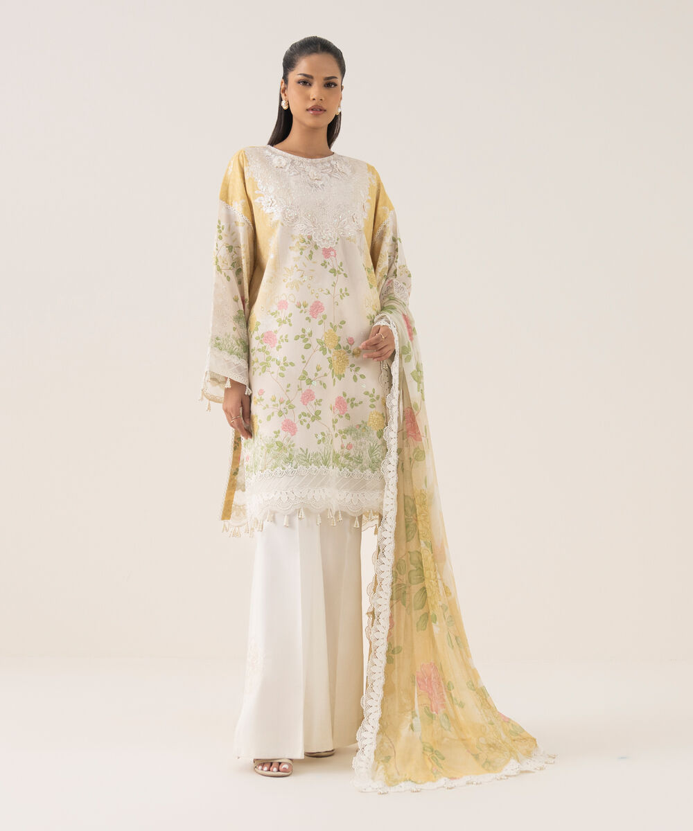 Women's Unstitched Pima Lawn Printed Three Piece Suit