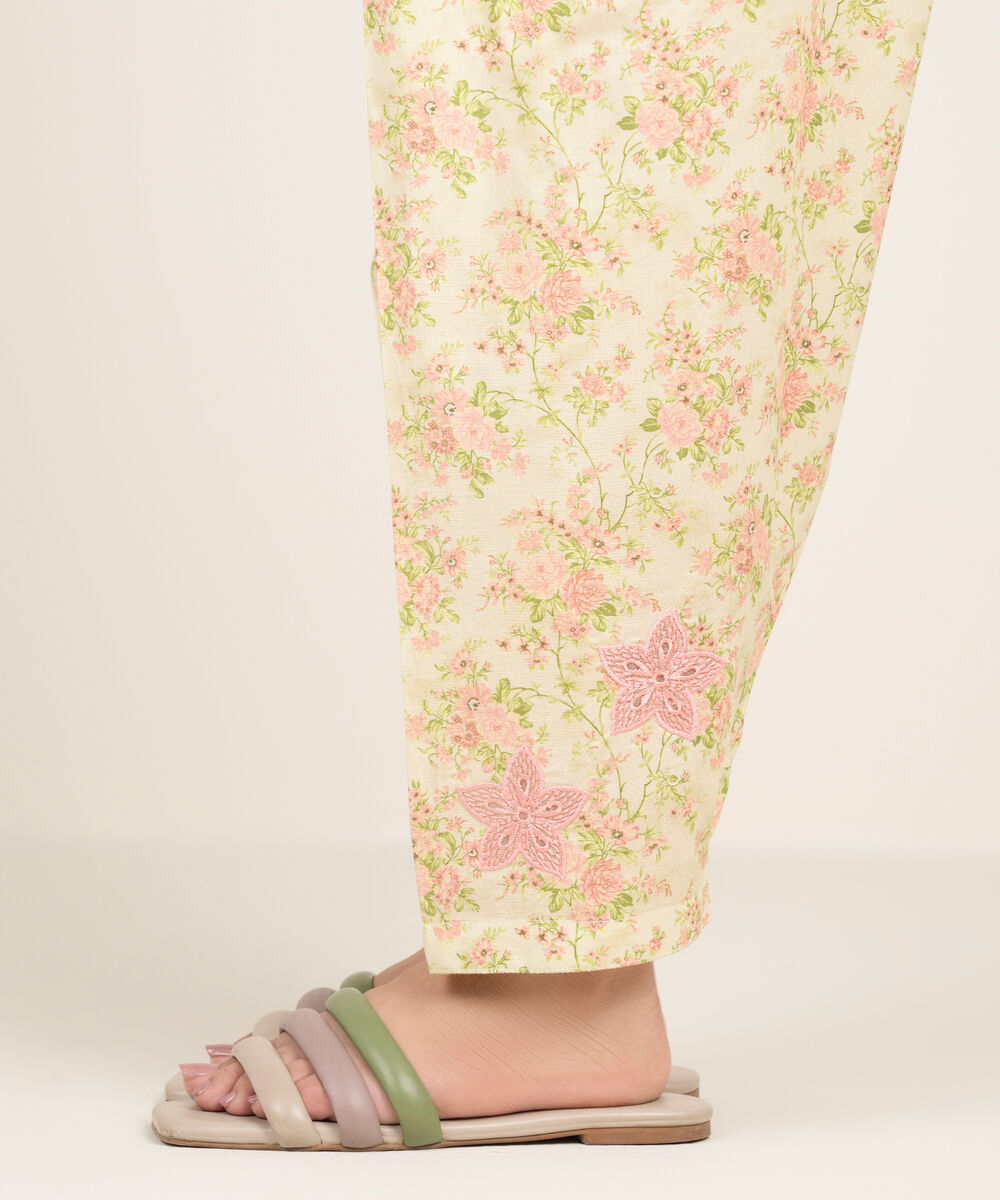 Women's RTW Cambric Embroidered Yellow Skinny Shalwar