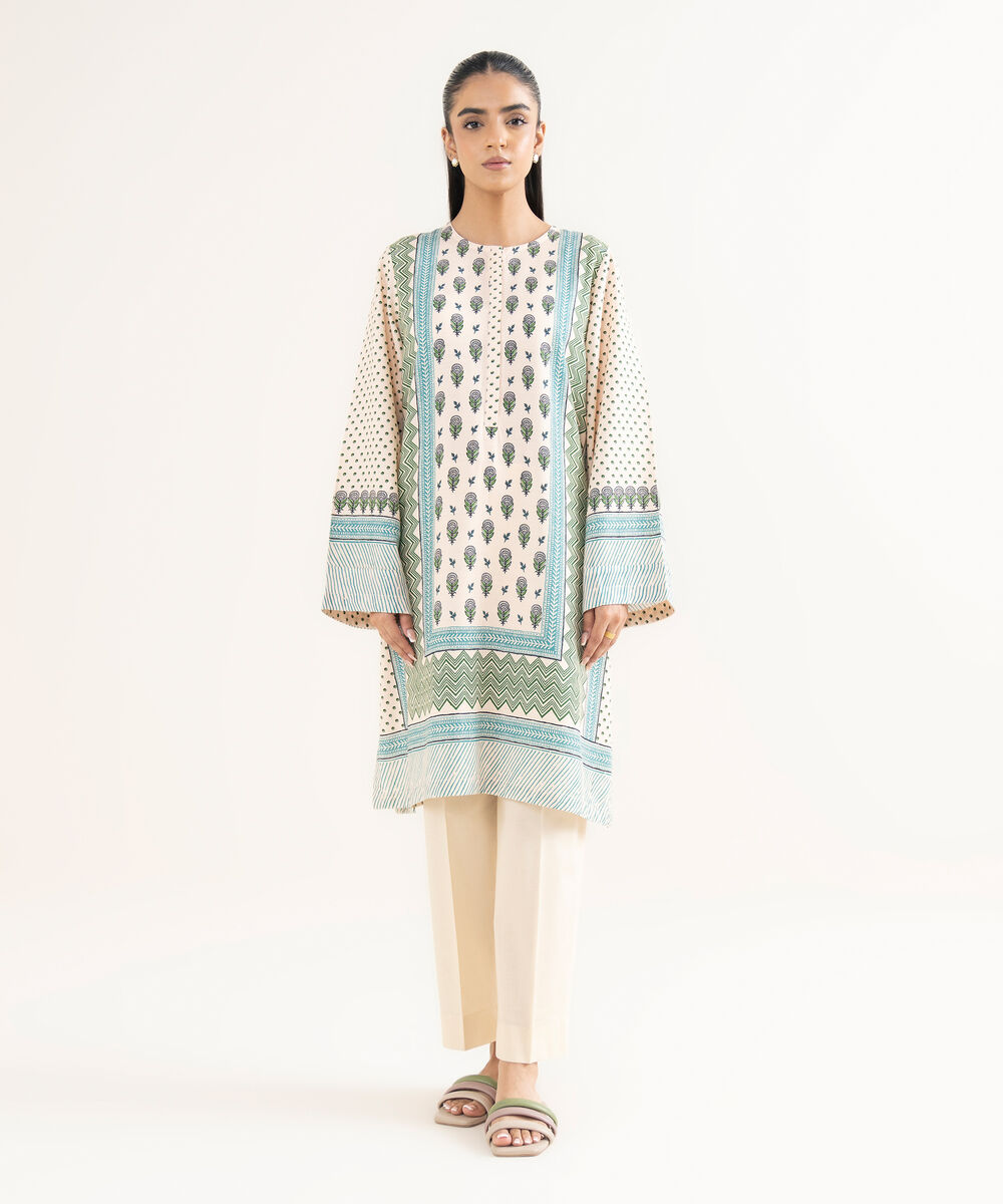 Women's RTW Cotton Printed A-Line Multi Shirt