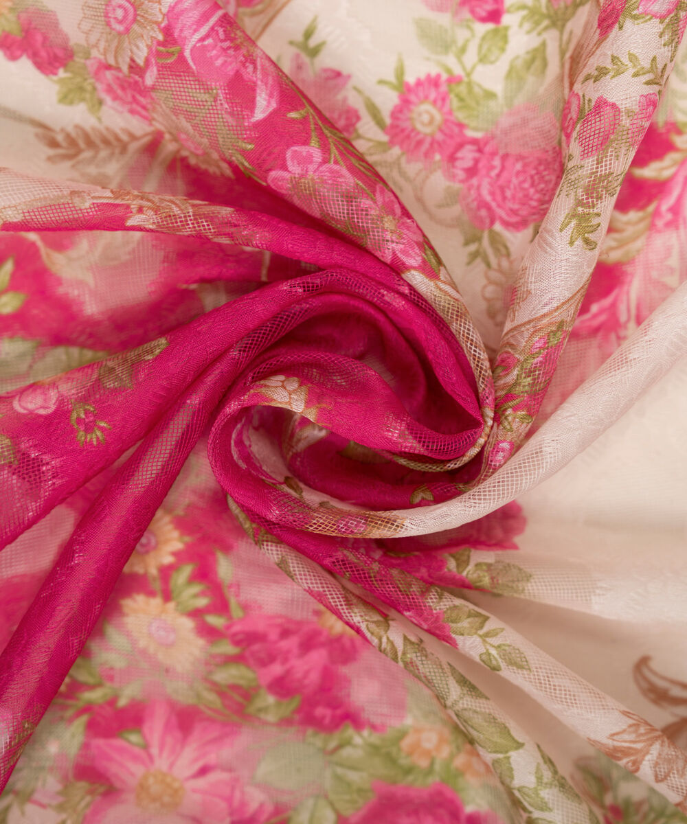 Brochea Jacquard Printed Pink Dupatta