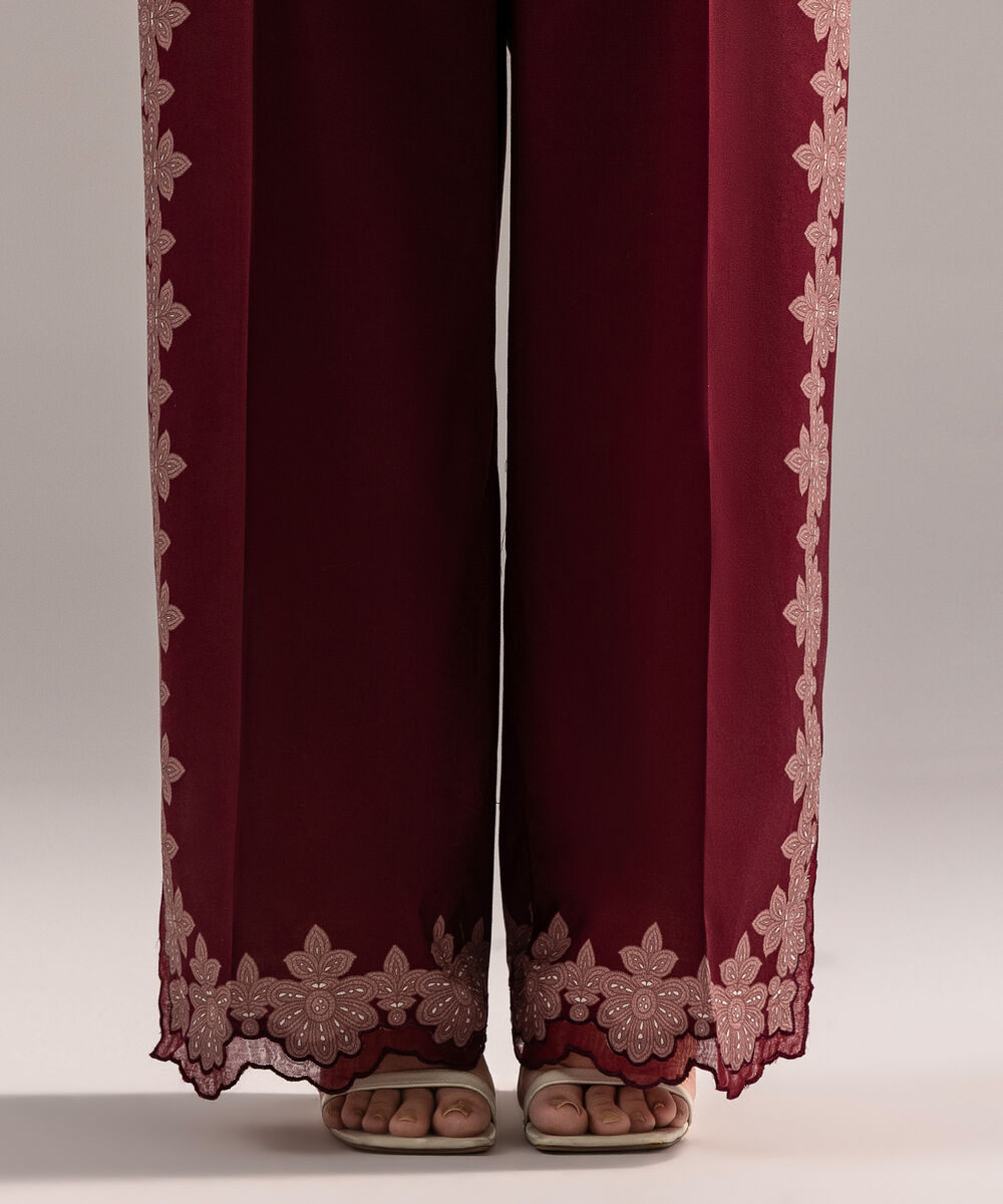 Women's RTW Cambric Printed Maroon Culottes