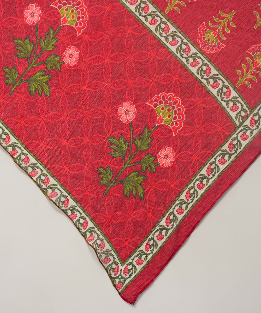 Chiffon Printed Red Dupatta