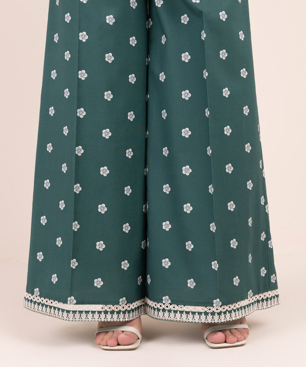 Women's Pret Cambric Green Printed Culottes