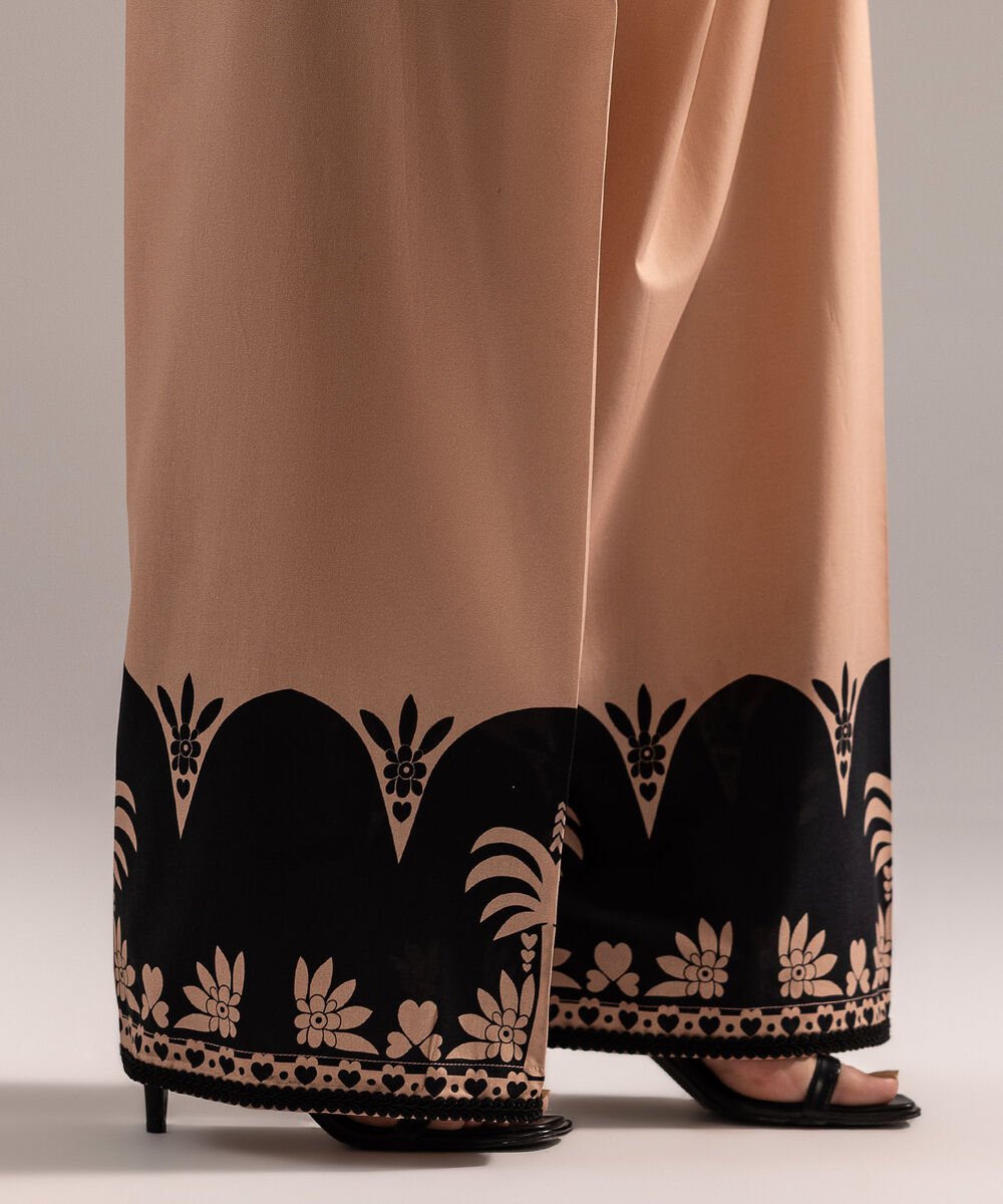 Women's RTW Cambric Printed Dusty Pink Farshi Shalwar