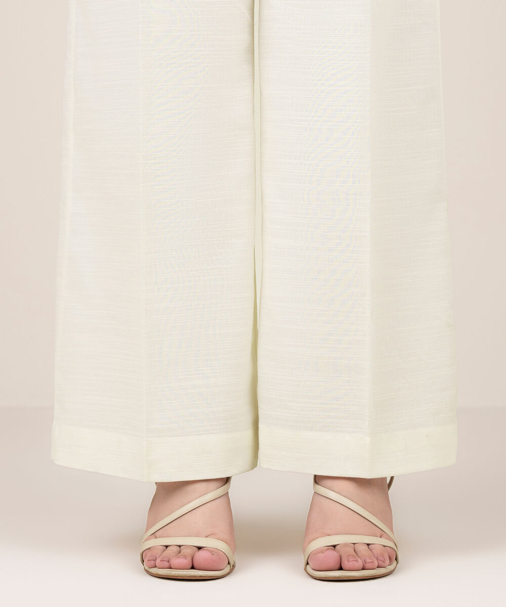 Women's RTW Khaddar Solid Off White Culottes