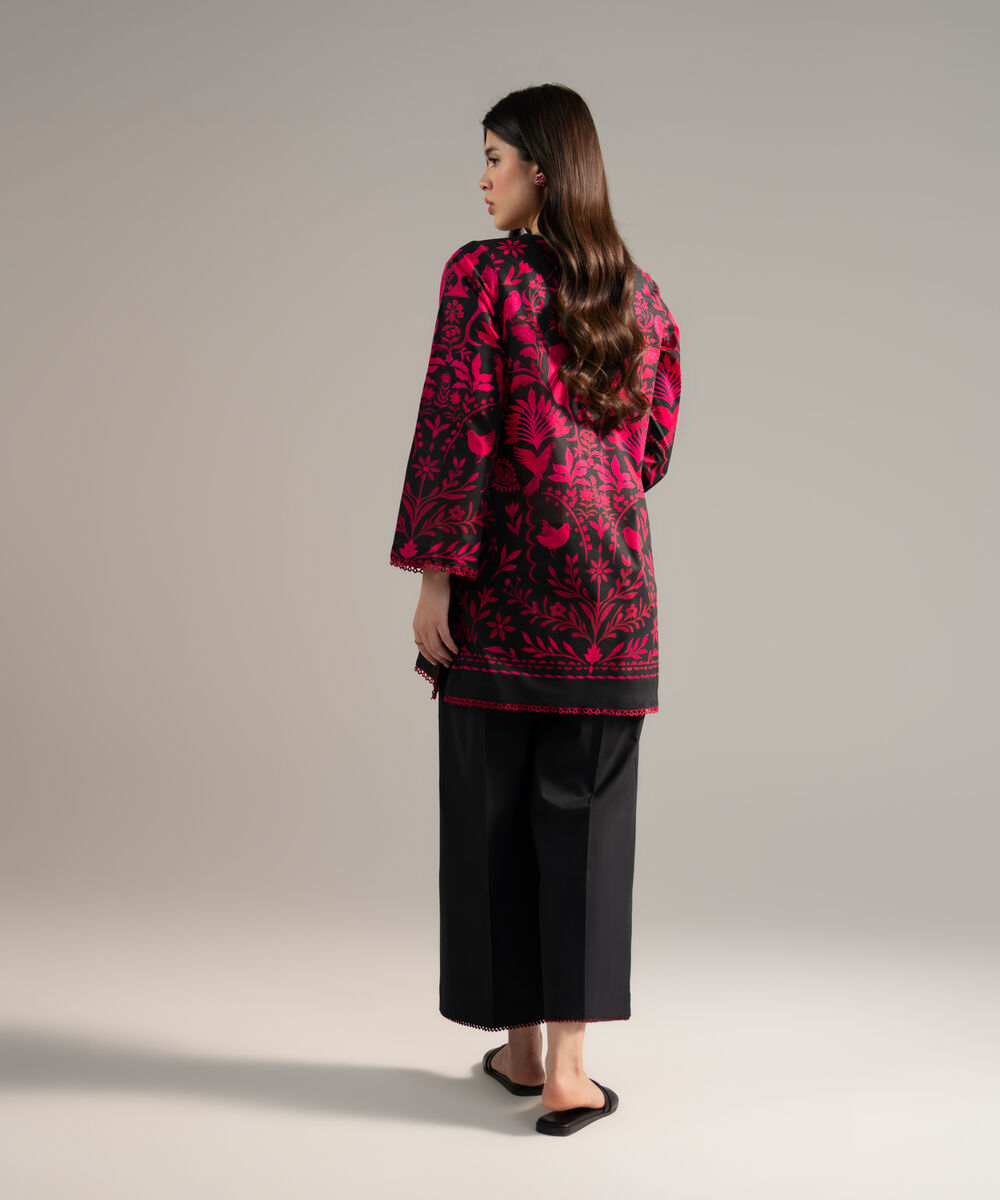 Women's RTW Lawn Printed Black 2 Piece Suit