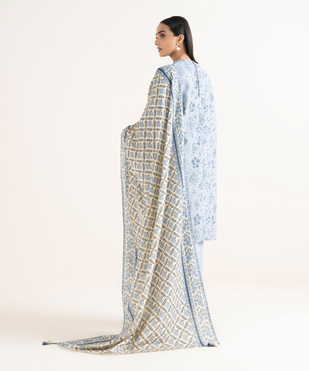 Women's Unstitched Khaddar Embroidered Blue 2 Piece Suit