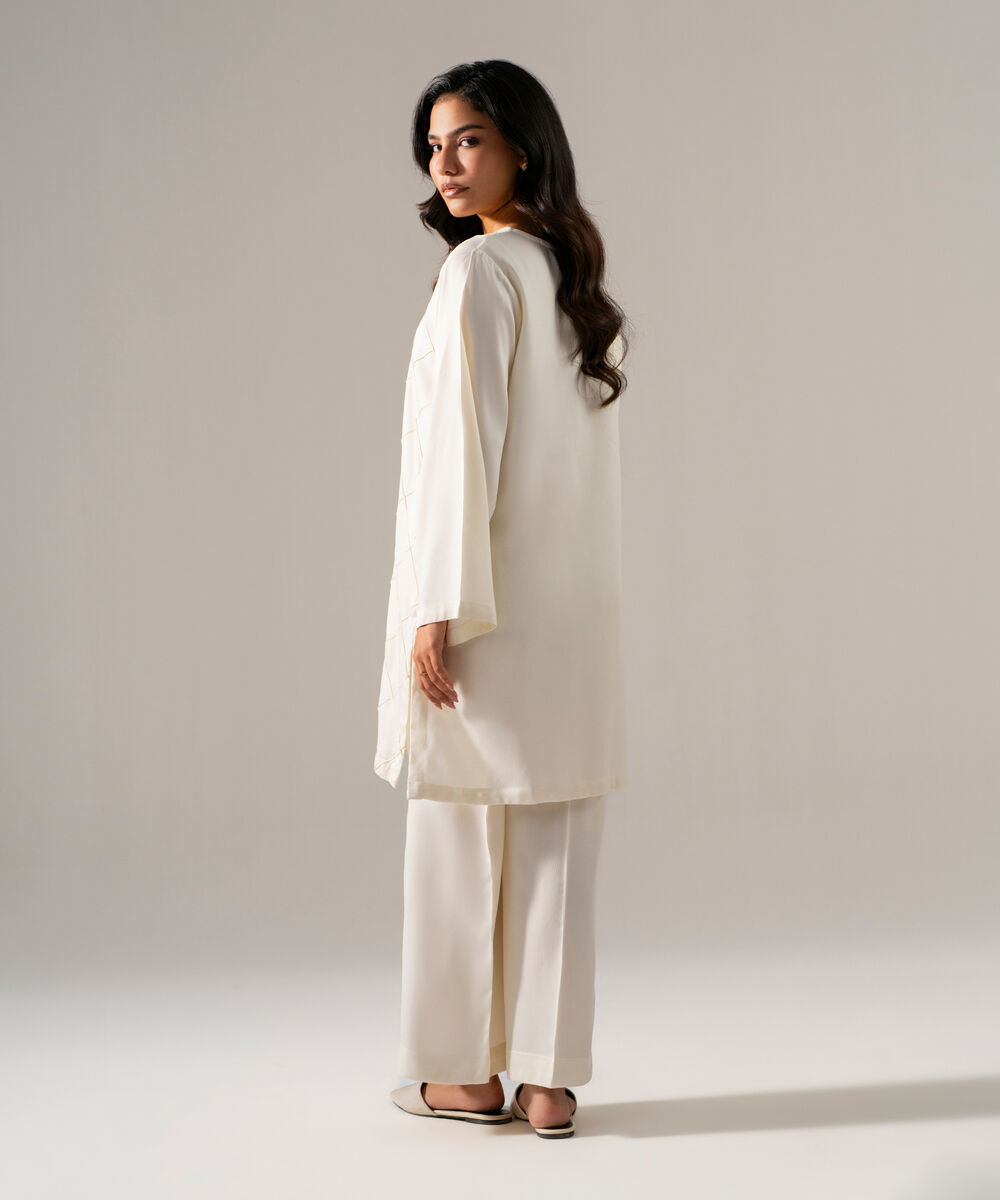 Women's RTW Bedford Solid Off White 2 Piece Suit