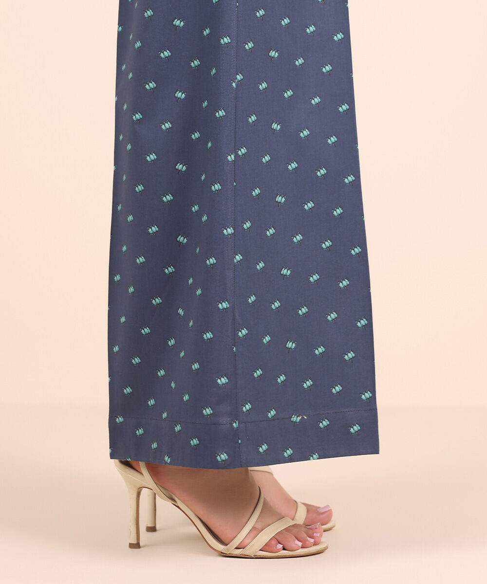 Women's RTW Cambric Blue Printed Flared Pants