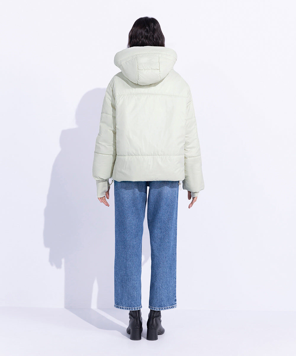 Woman - Off White Quilted Jacket with Removable Hood