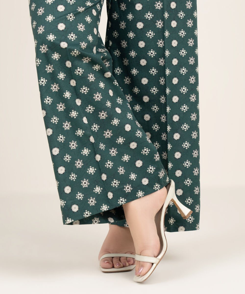 Women's RTW Cambric Printed Green Culottes