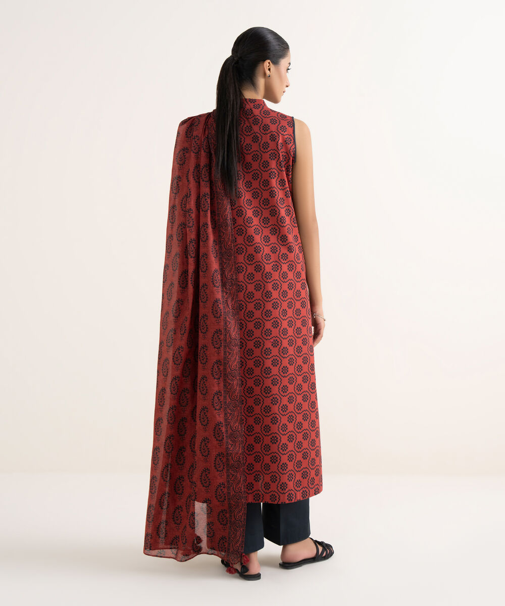 Women's Unstitched Cotton Printed Multi Two Piece Suit