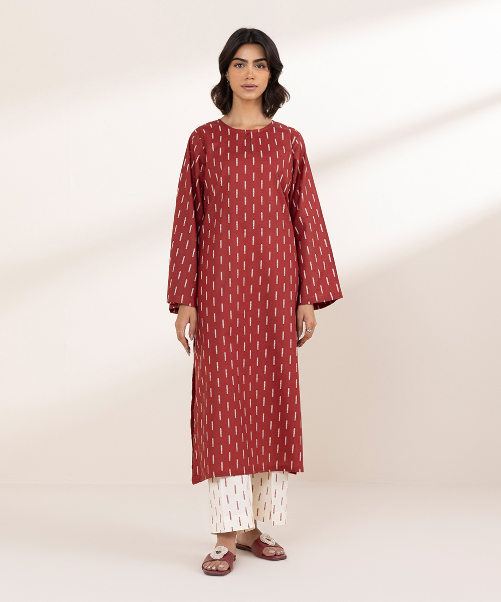 Women's A-line Red Block Printing Design Shirt